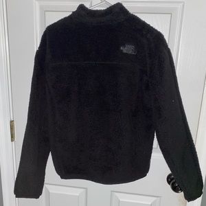 Black fuzzy north face jacket